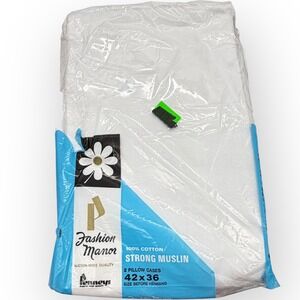 Vintage Penneys Fashion Manor Muslin Pillowcase only 1! 100% Cotton White 42x36
